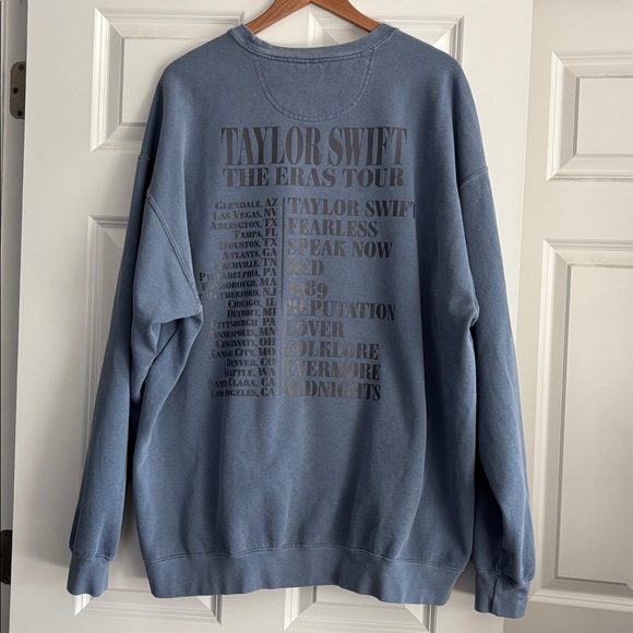 Taylor Swift The Eras Tour Comfort Colors Blue Crewneck Sweater 3XL Oversized - Picture 3 of 10